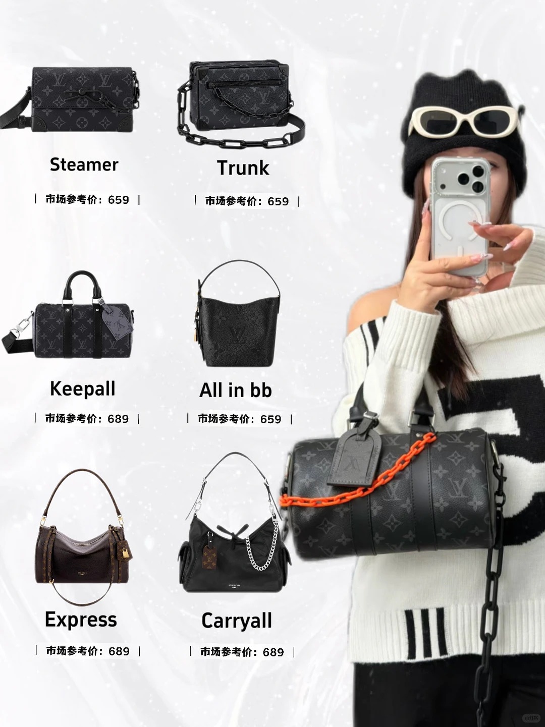 Showcasing the LV Carryall tote bag, emphasizing its spaciousness and versatility.